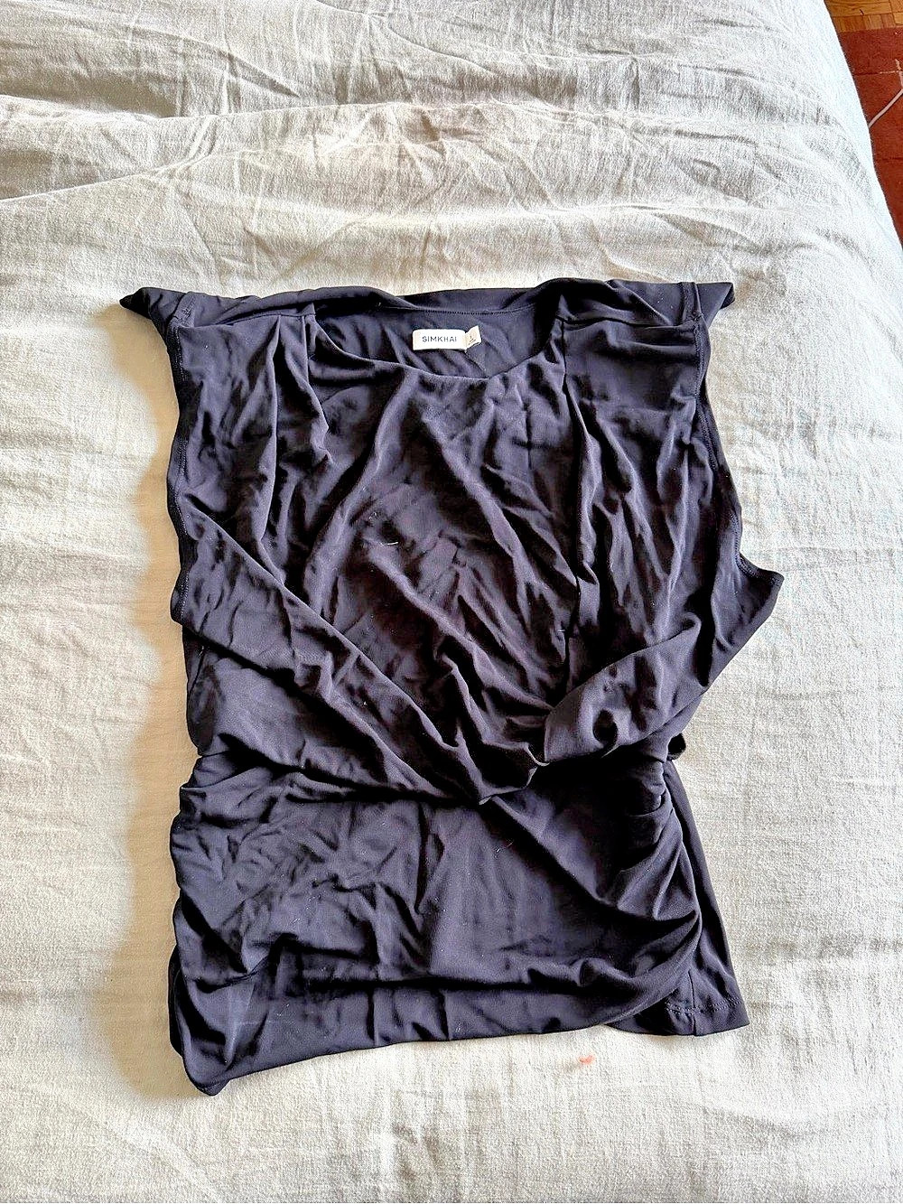 SIMKHAI Draped Black Top Size Small Like New